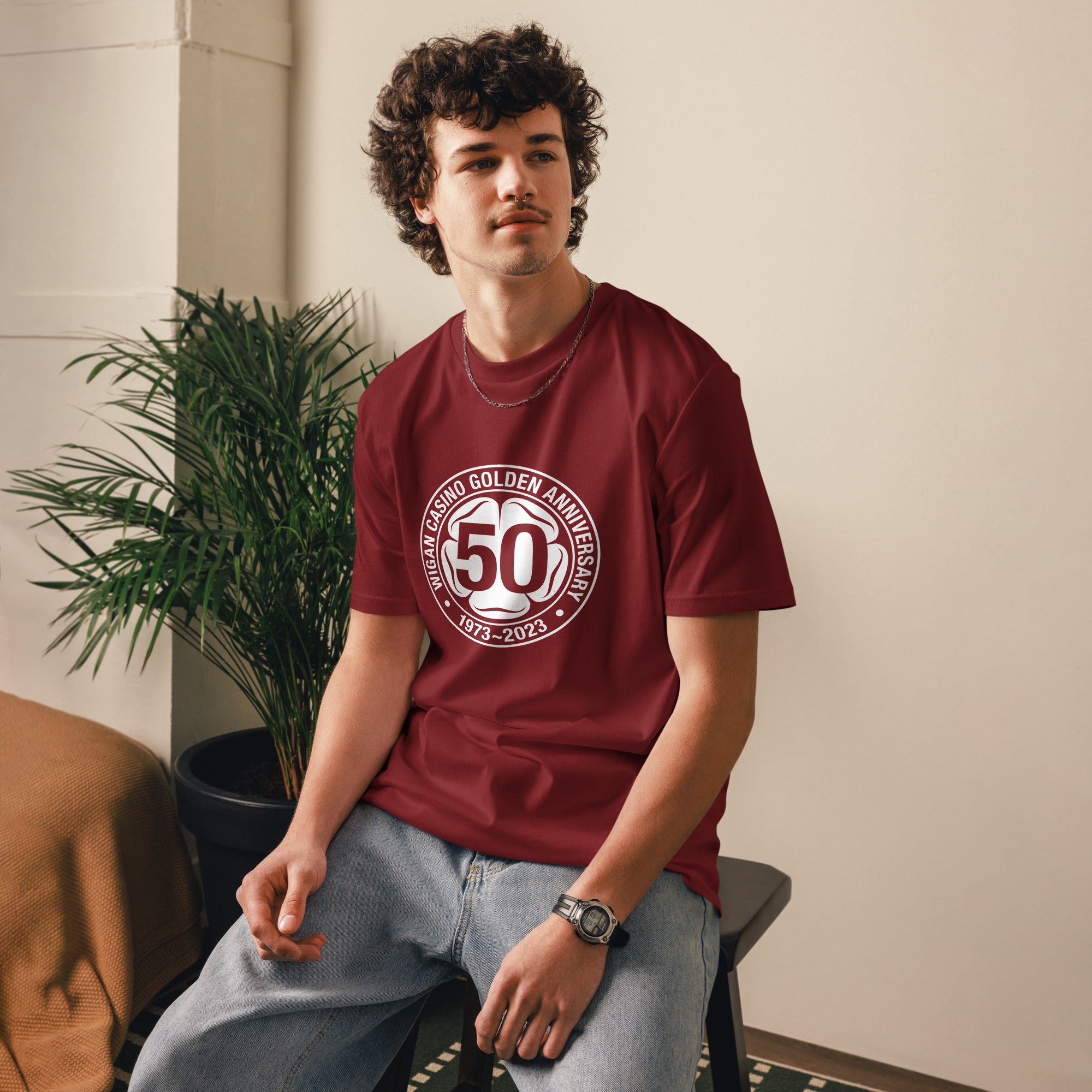 charly-records-wigan-casino-50-t-shirt-bordeaux-logo image 2