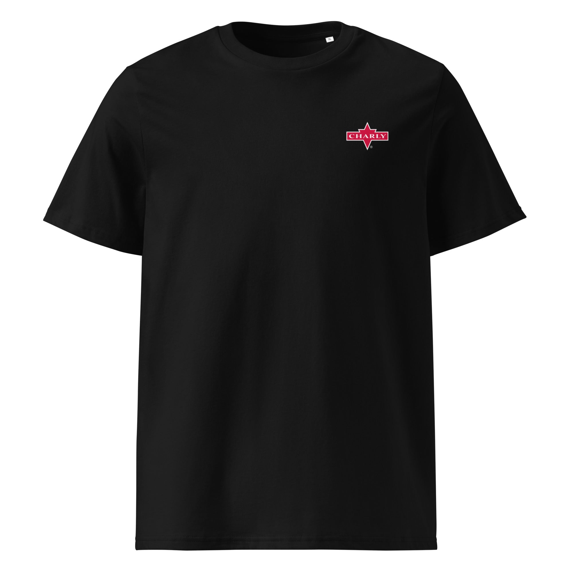 charly-small-red-logo-t-shirt-noir-unisexe-coton-bio image 1