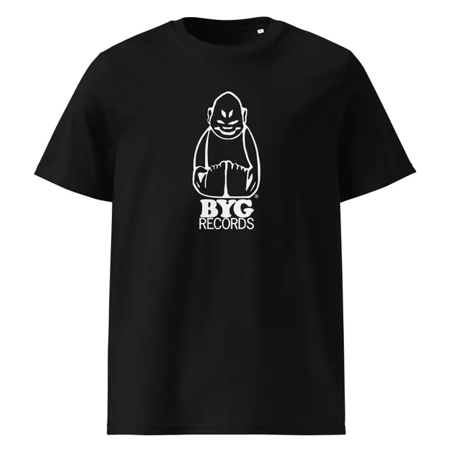 charly-byg-records-large-white-logo-t-shirt-coton-bio-noir image 1