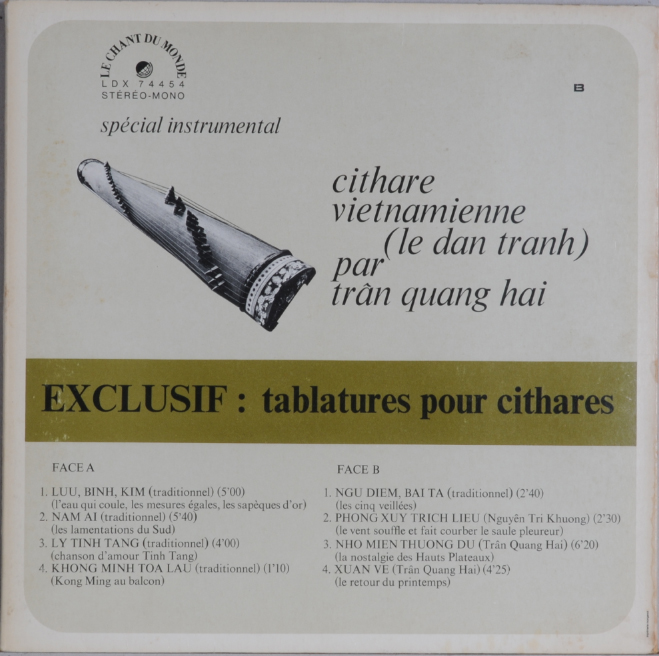 tran-quang-hai-cithare-vietnamienne-vinyle-lp-1971 image 2