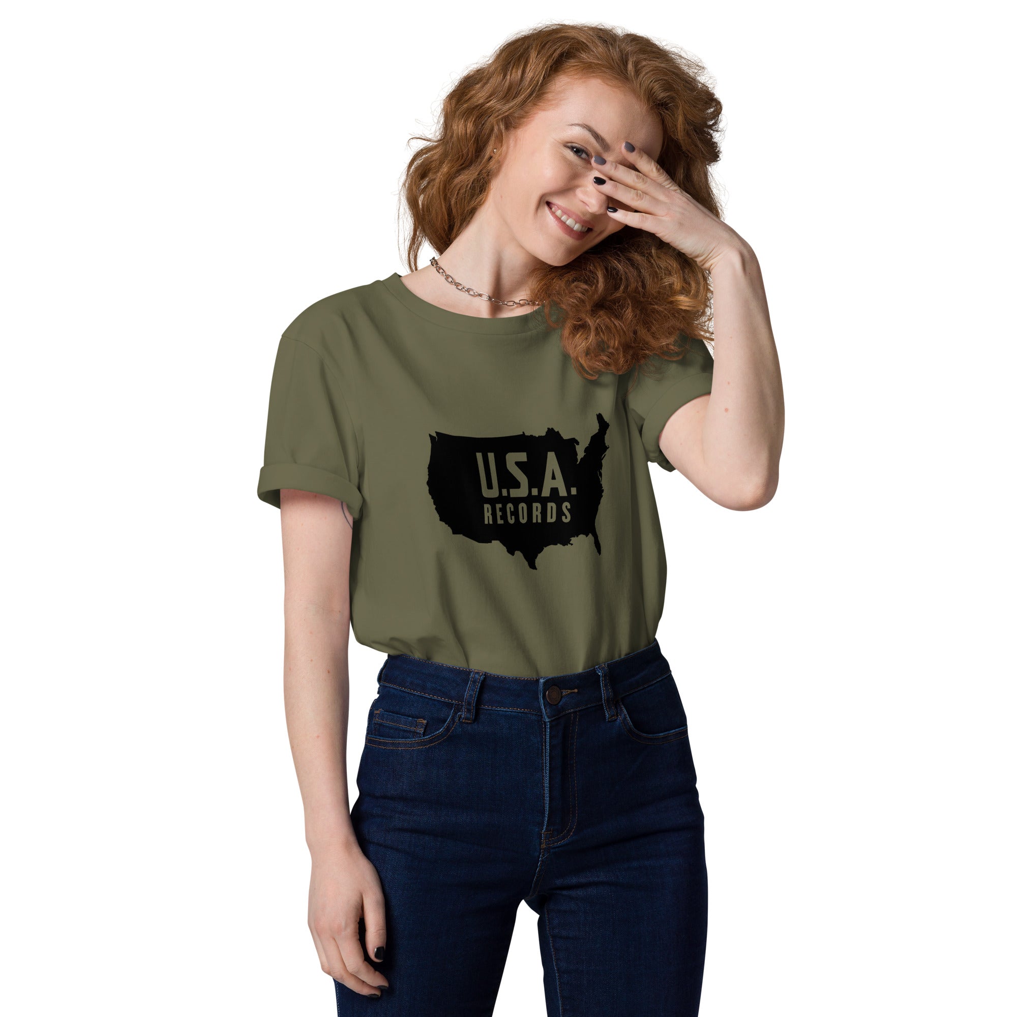 charly-u-s-a-records-t-shirt-coton-bio-kaki-taille-m-unisexe image 3