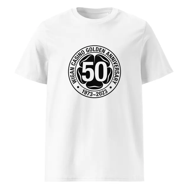charly-records-wigan-casino-50-t-shirt-unisexe-coton-bio-blanc image 1