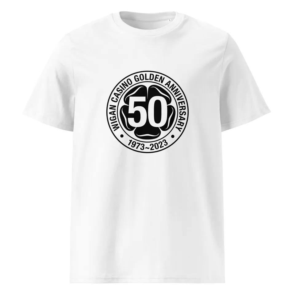 charly-records-wigan-casino-50-t-shirt-unisexe-coton-bio-blanc image 1