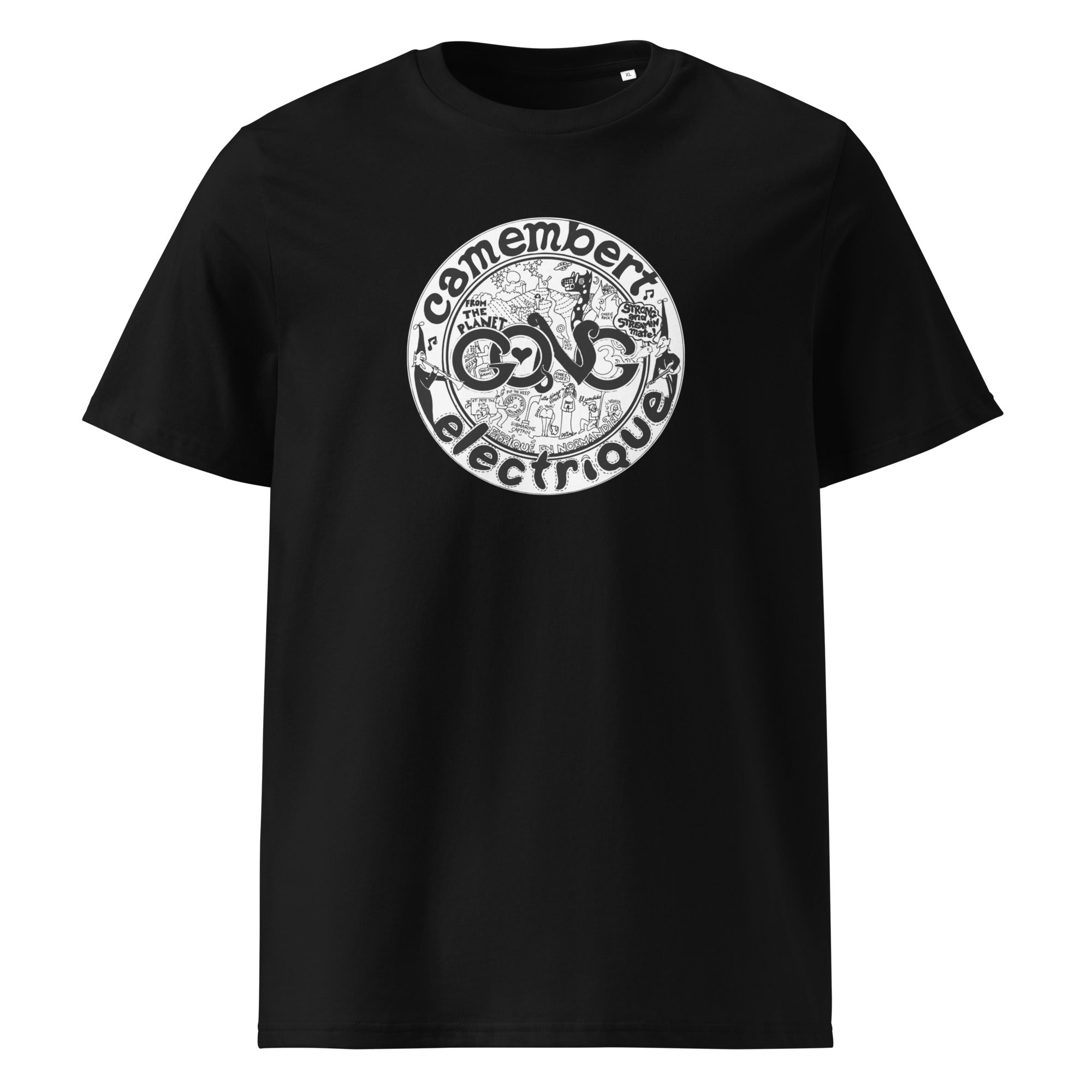 charly-camembert-electrique-t-shirt-coton-bio-noir-unisexe image 1