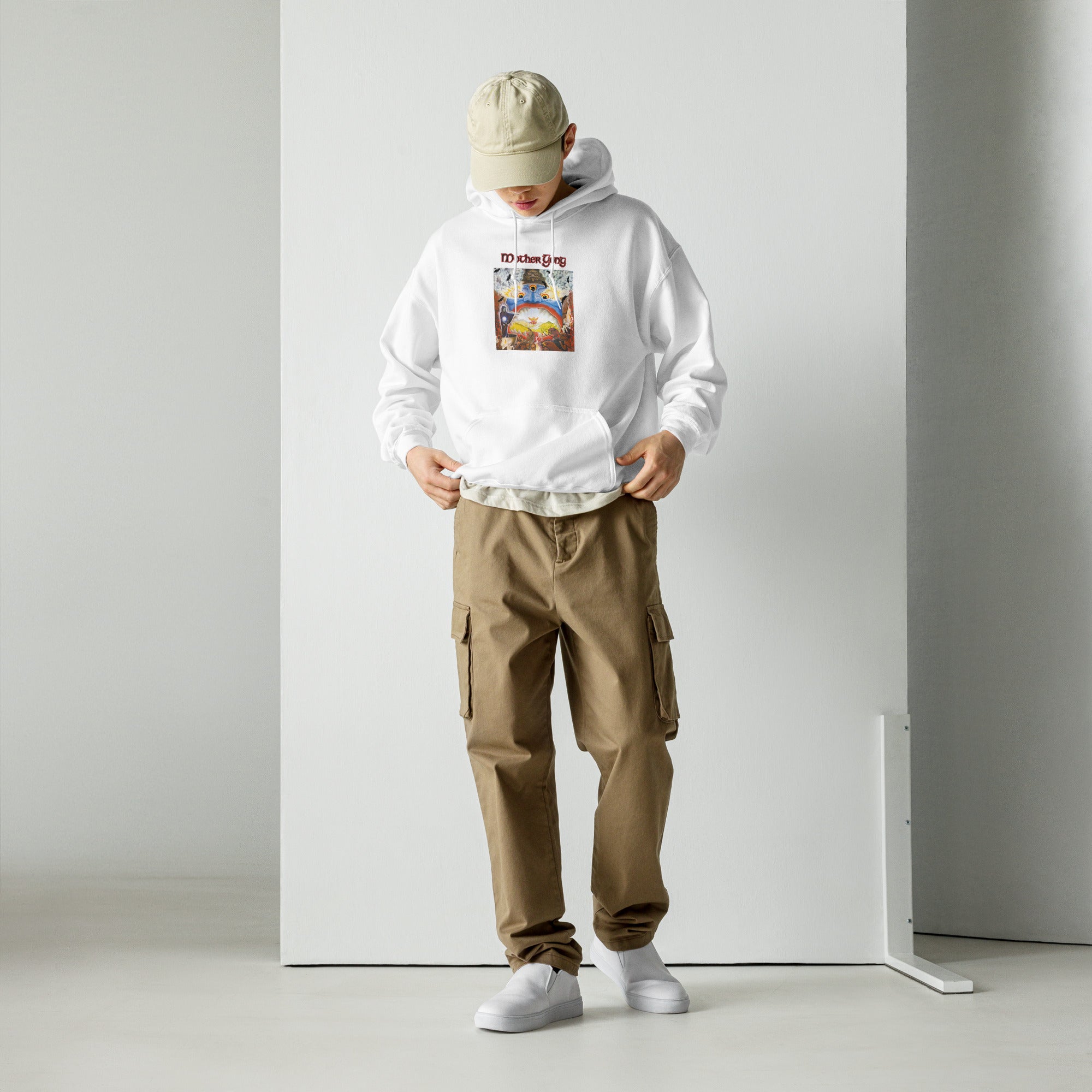 charly-records-mother-gong-sweat-capuche-blanc-coton-capuche-doubl-e image 2