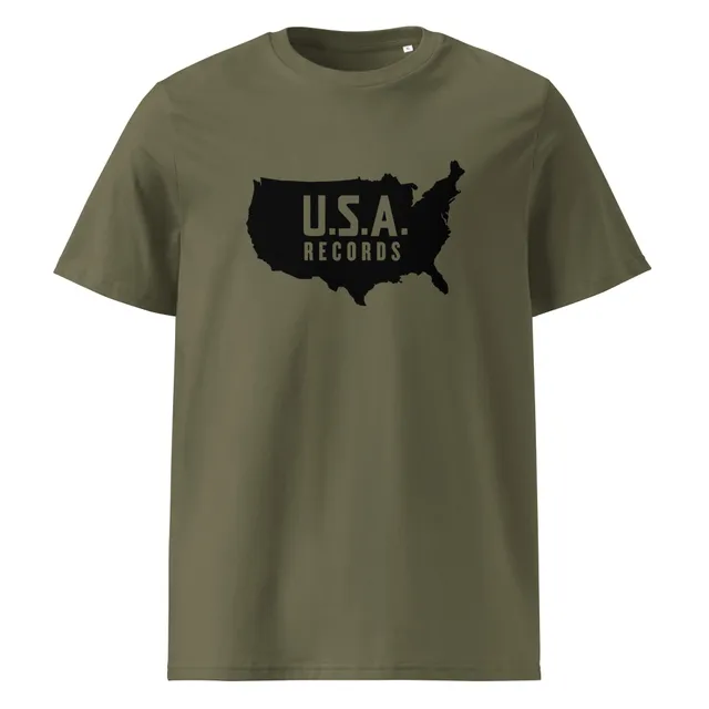 charly-u-s-a-records-t-shirt-coton-bio-kaki-taille-m-unisexe image 1
