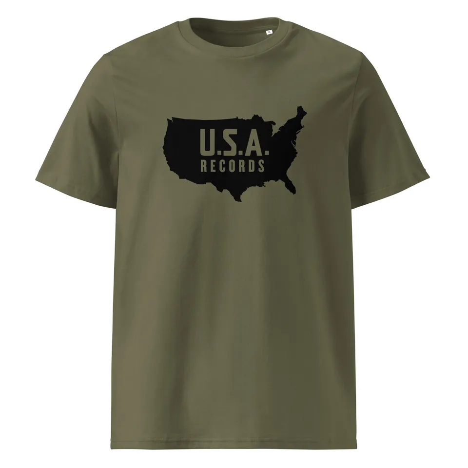 charly-u-s-a-records-t-shirt-coton-bio-kaki-taille-m-unisexe image 1
