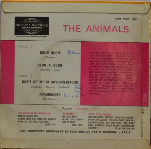 the-animals-boom-boom-ep-45-tours-4-titres-1966-rock image 2
