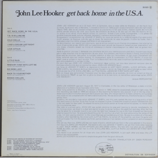 john-lee-hooker-get-back-home-vinyle-lp-r-dition-1977 image 2