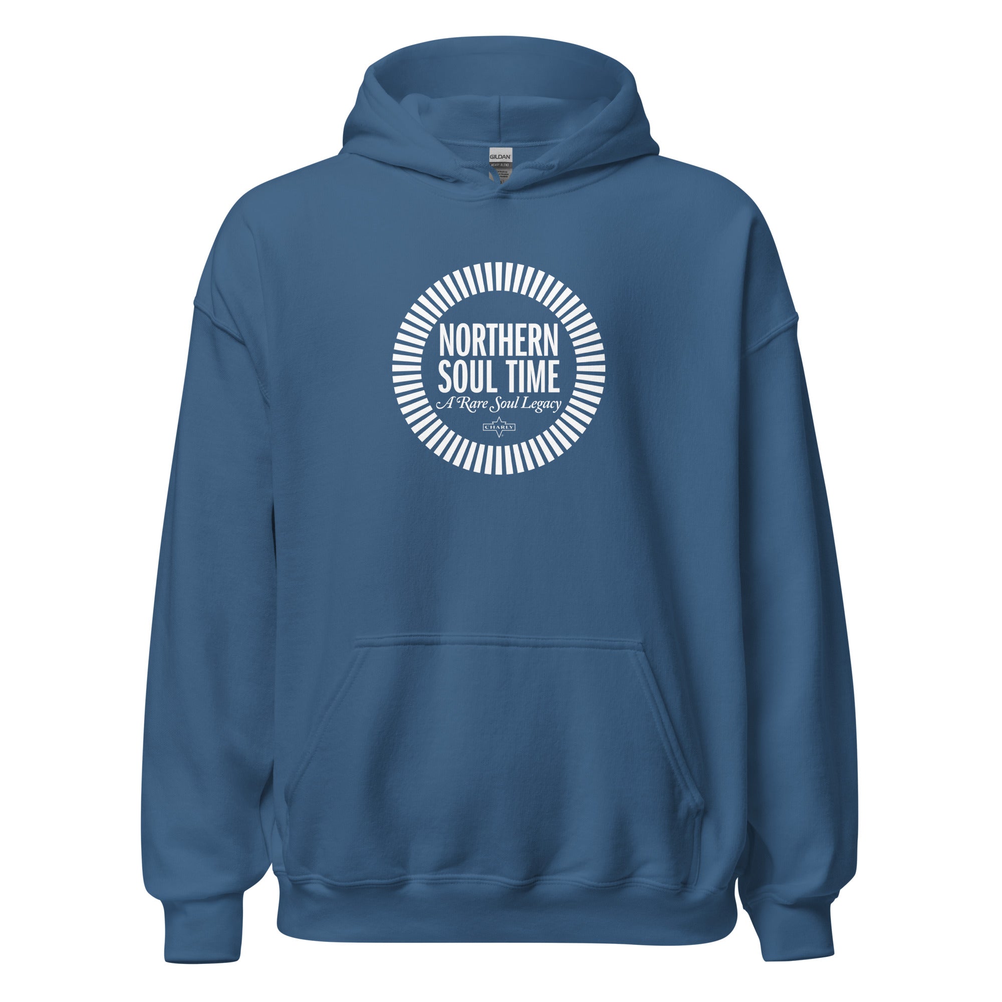 charly-northern-soul-time-hoodie-sweat-capuche-logo-blanc-indigo image 1