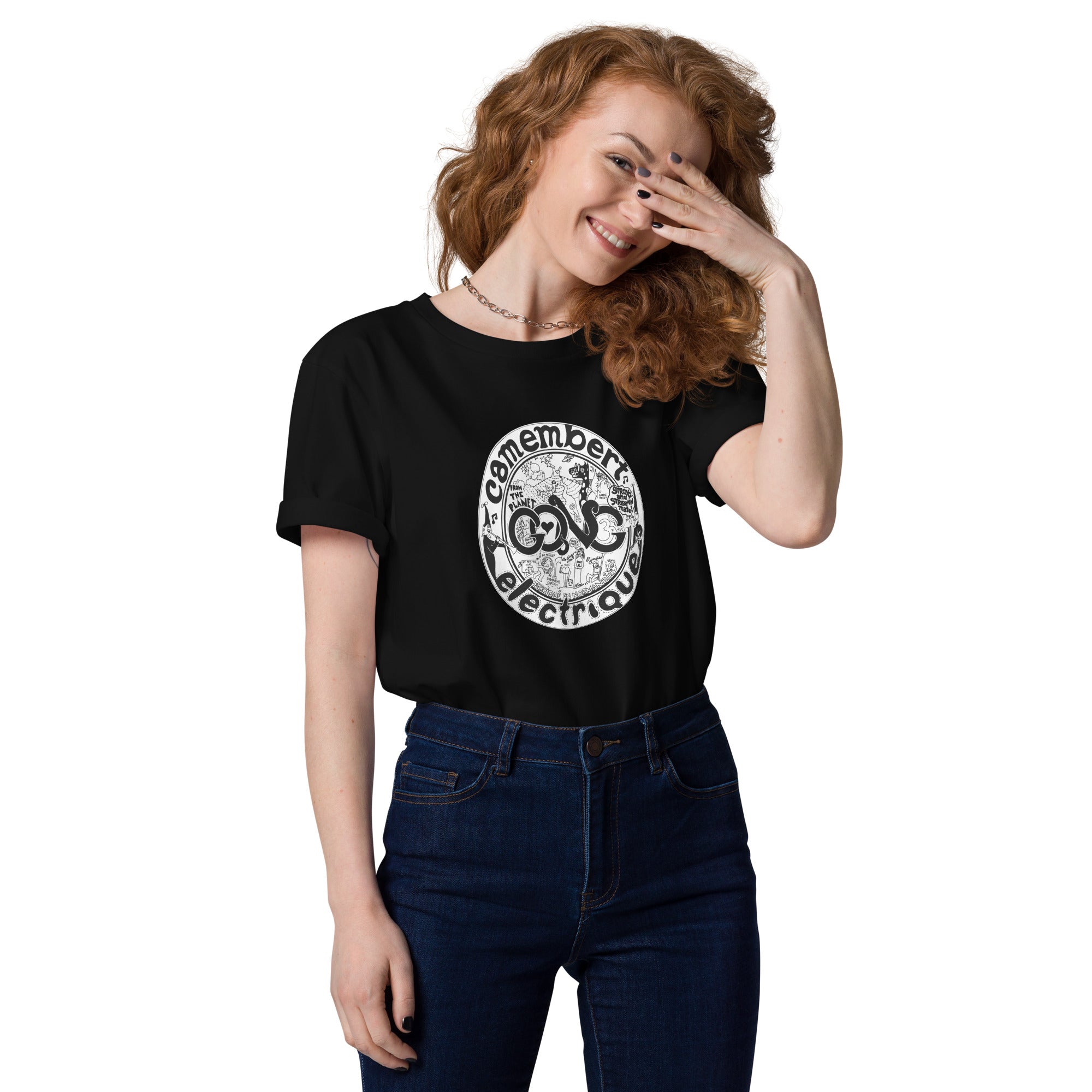 charly-camembert-electrique-t-shirt-coton-bio-noir-unisexe image 3