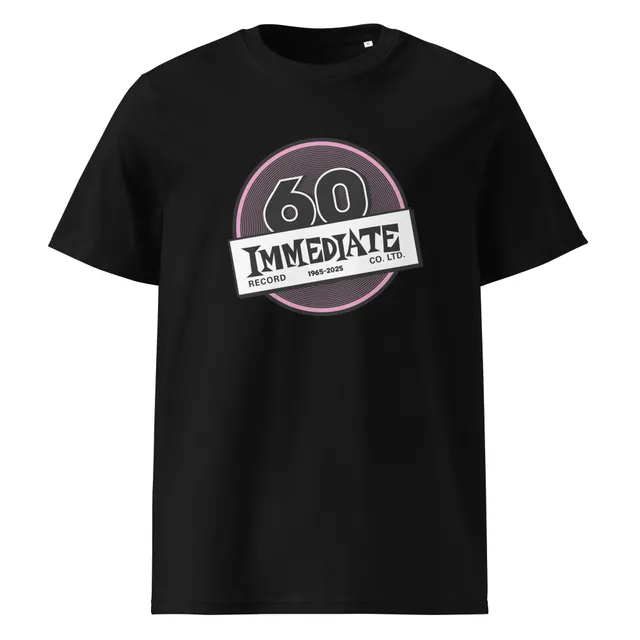 charly-records-immediate-60th-t-shirt-unisexe-noir-coton-bio image 1