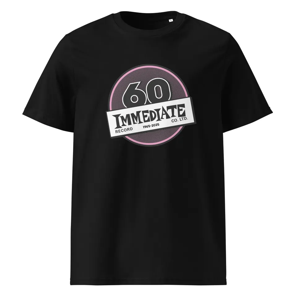 charly-records-immediate-60th-t-shirt-unisexe-noir-coton-bio image 1