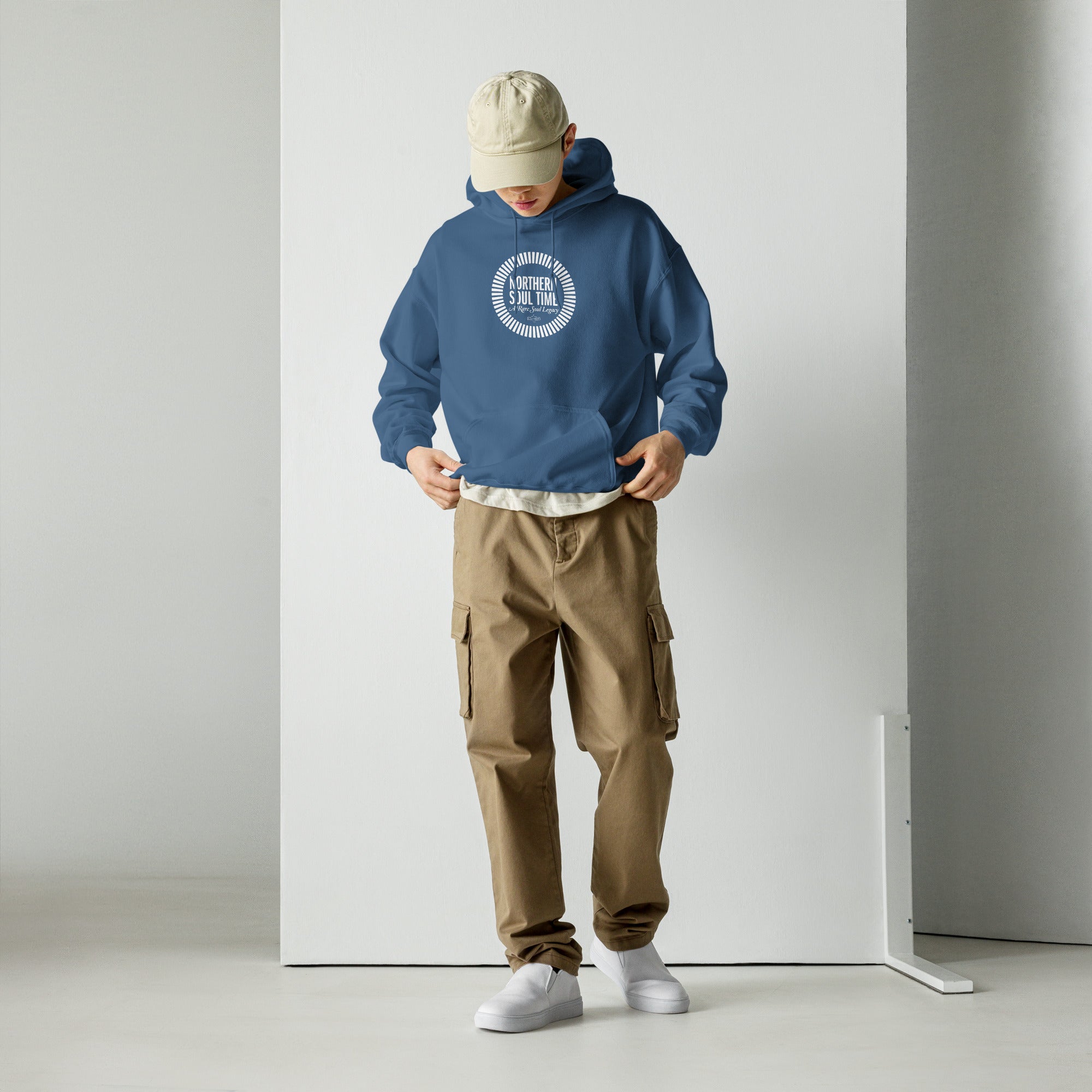 charly-northern-soul-time-hoodie-sweat-capuche-logo-blanc-indigo image 2