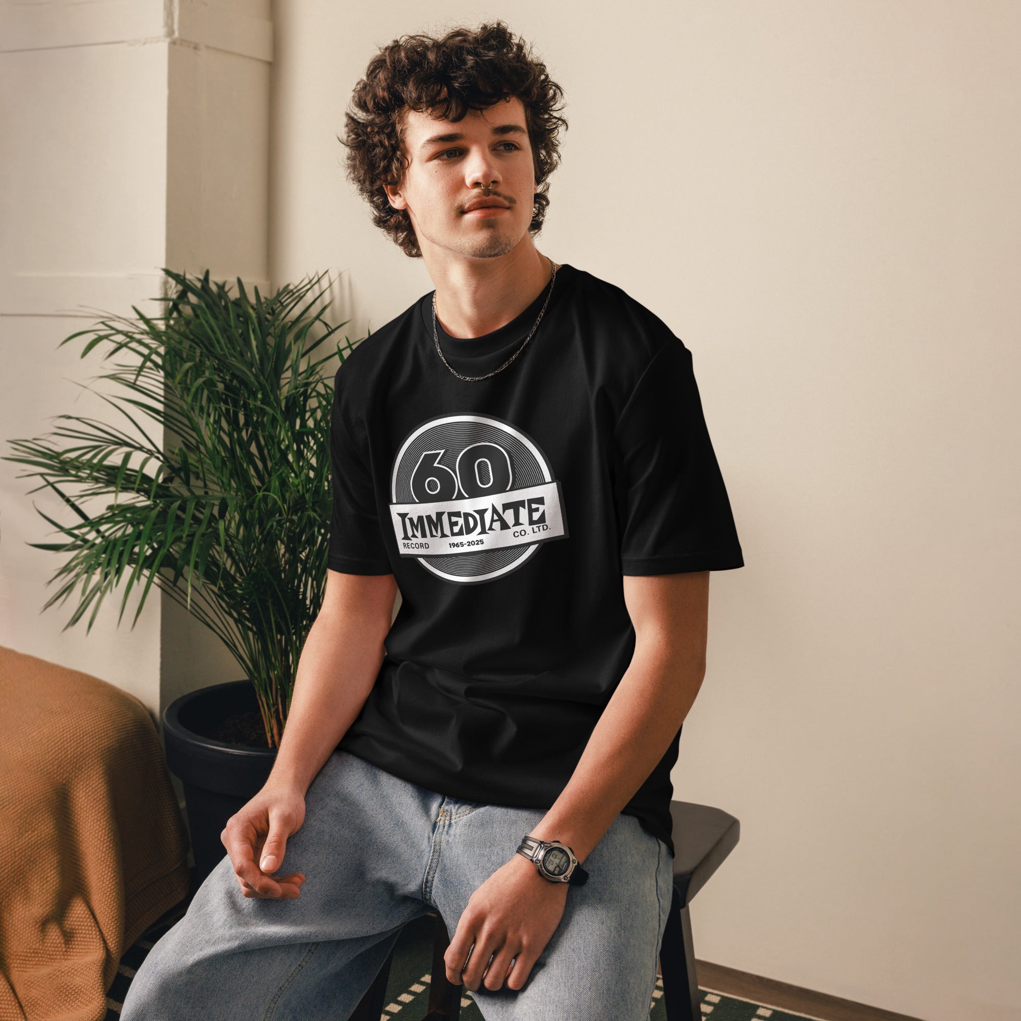 immediate-records-60th-anniversary-t-shirt-unisexe-logo-n-b image 2