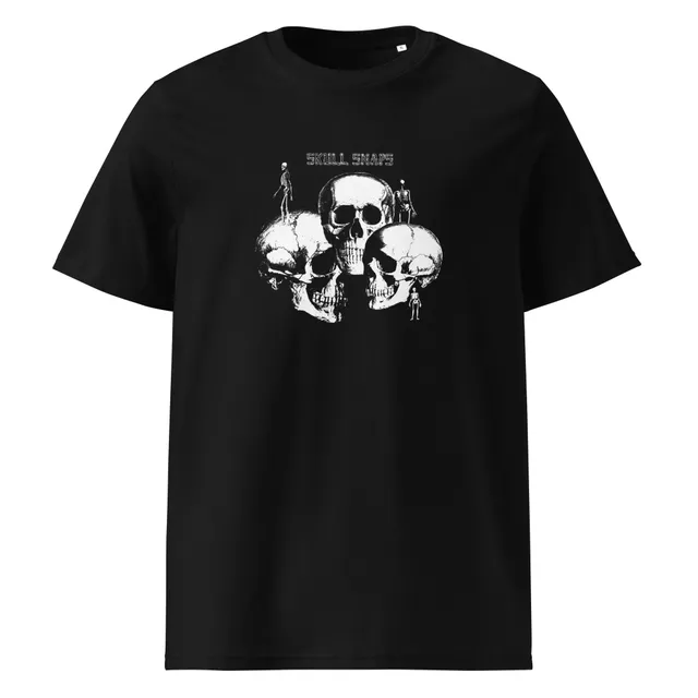 charly-records-skull-snaps-t-shirt-unisexe-coton-bio-noir image 1