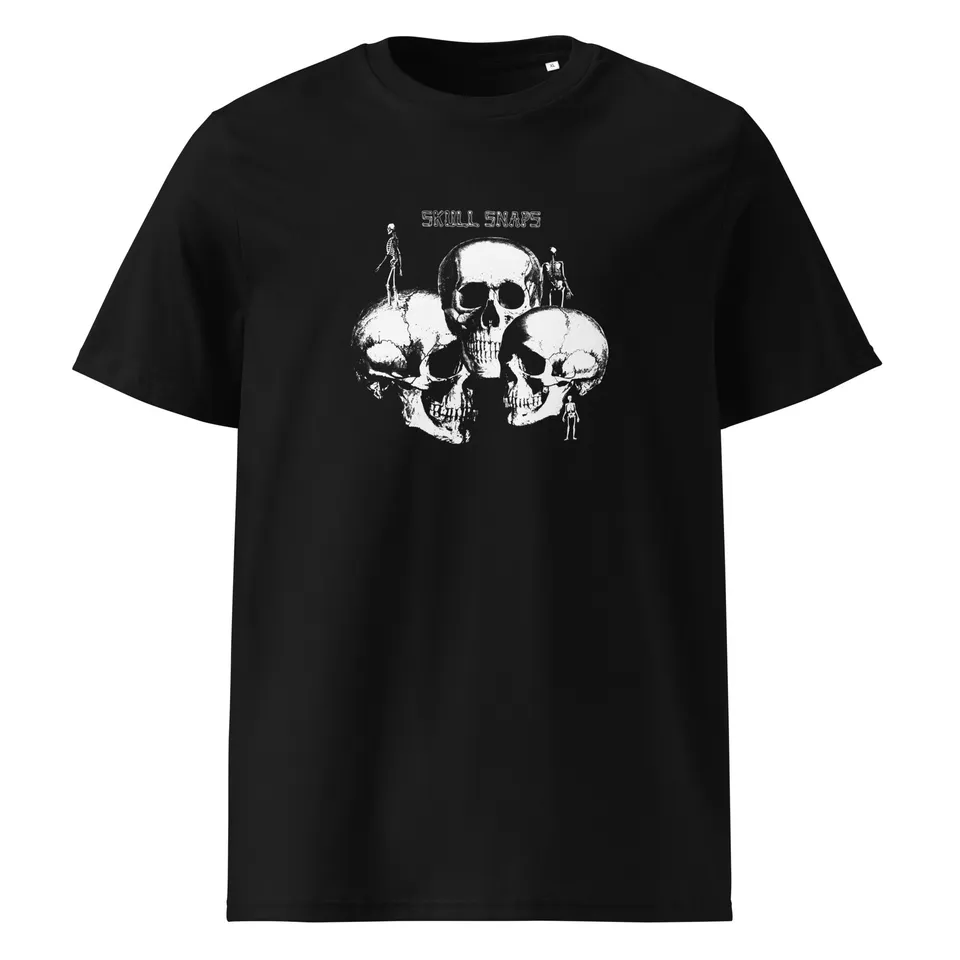 charly-records-skull-snaps-t-shirt-unisexe-coton-bio-noir image 1