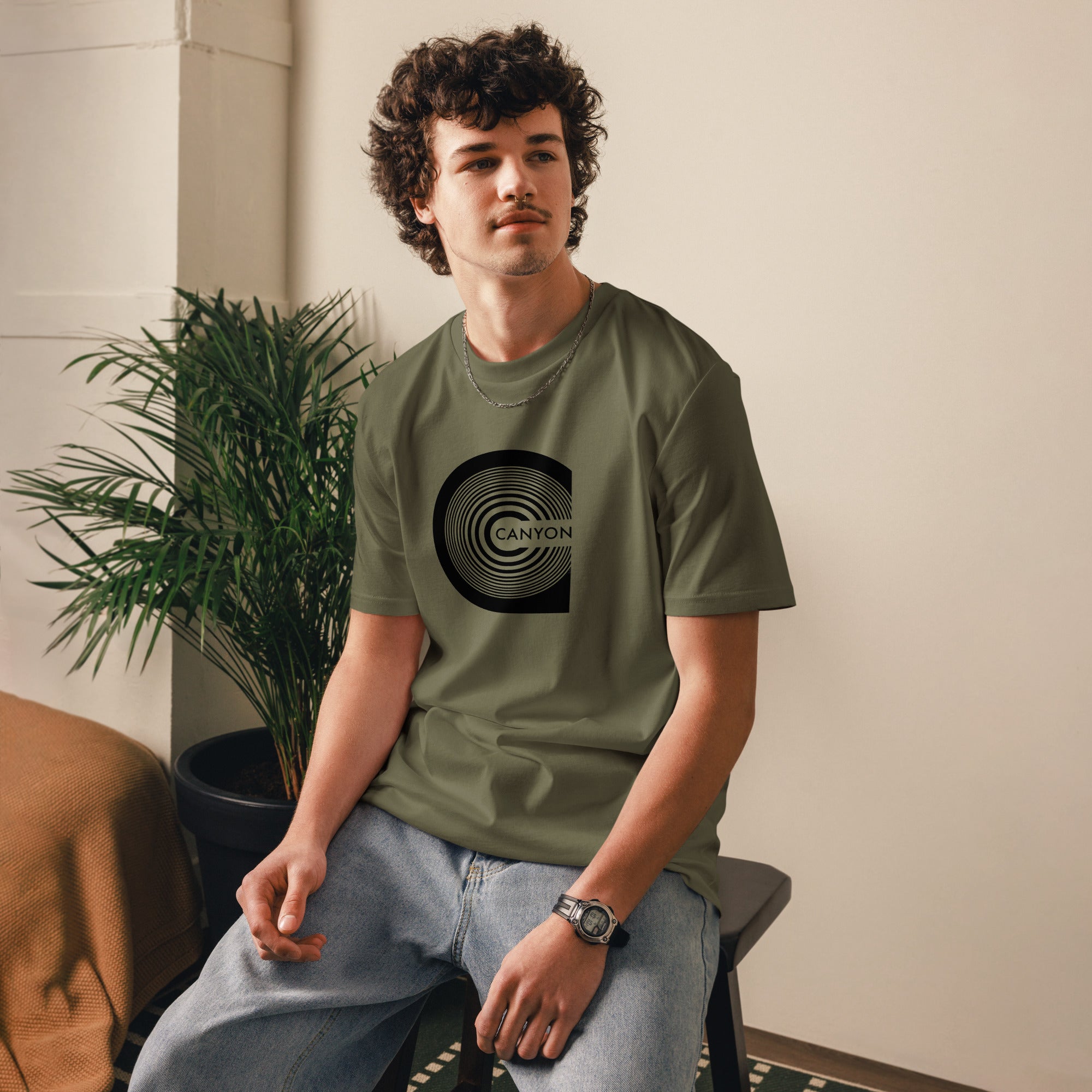 charly-records-canyon-t-shirt-coton-bio-unisexe-kaki image 2