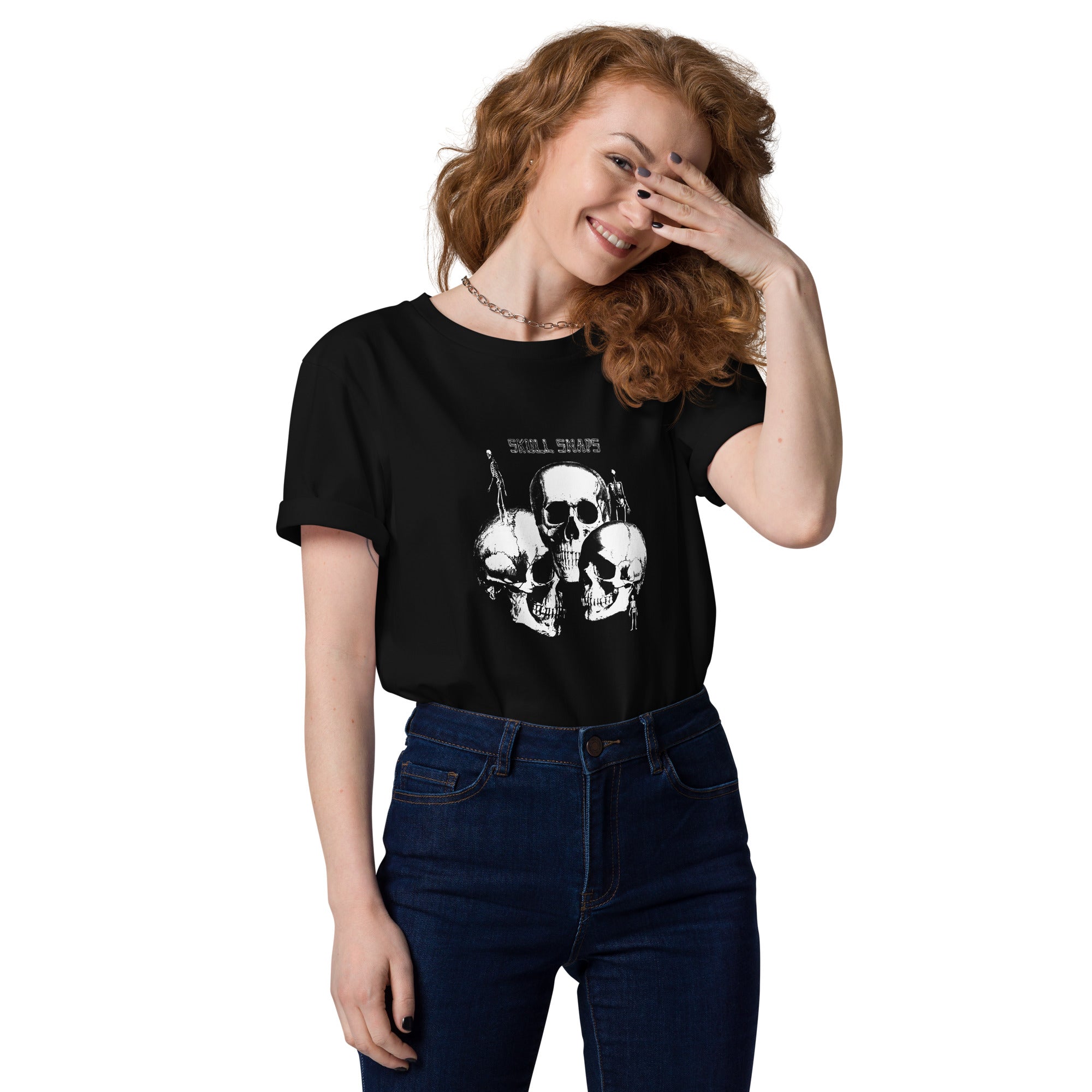 charly-records-skull-snaps-t-shirt-unisexe-coton-bio-noir image 3
