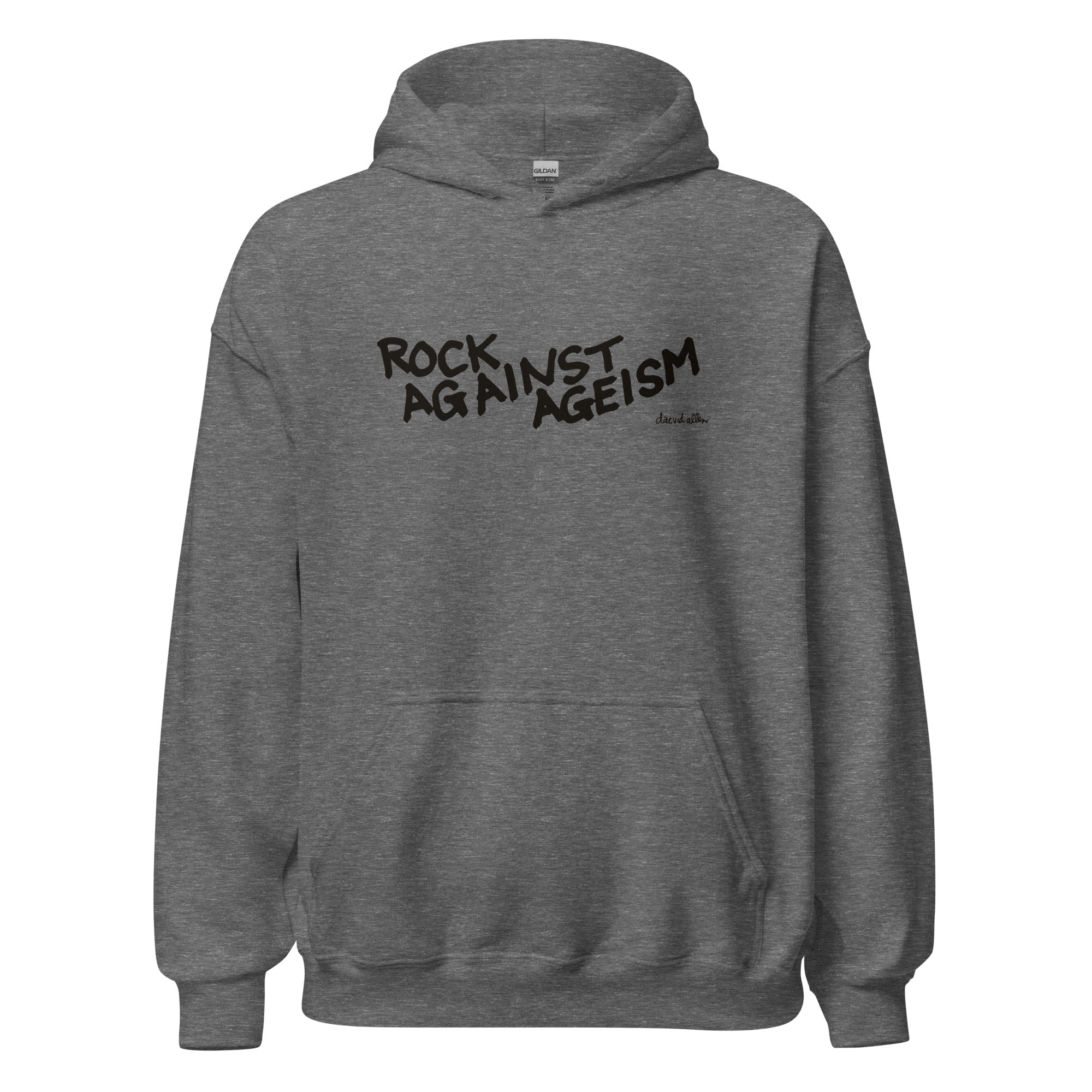 rock-against-ageism-hoodie-blanc-logo-noir-coton image 8