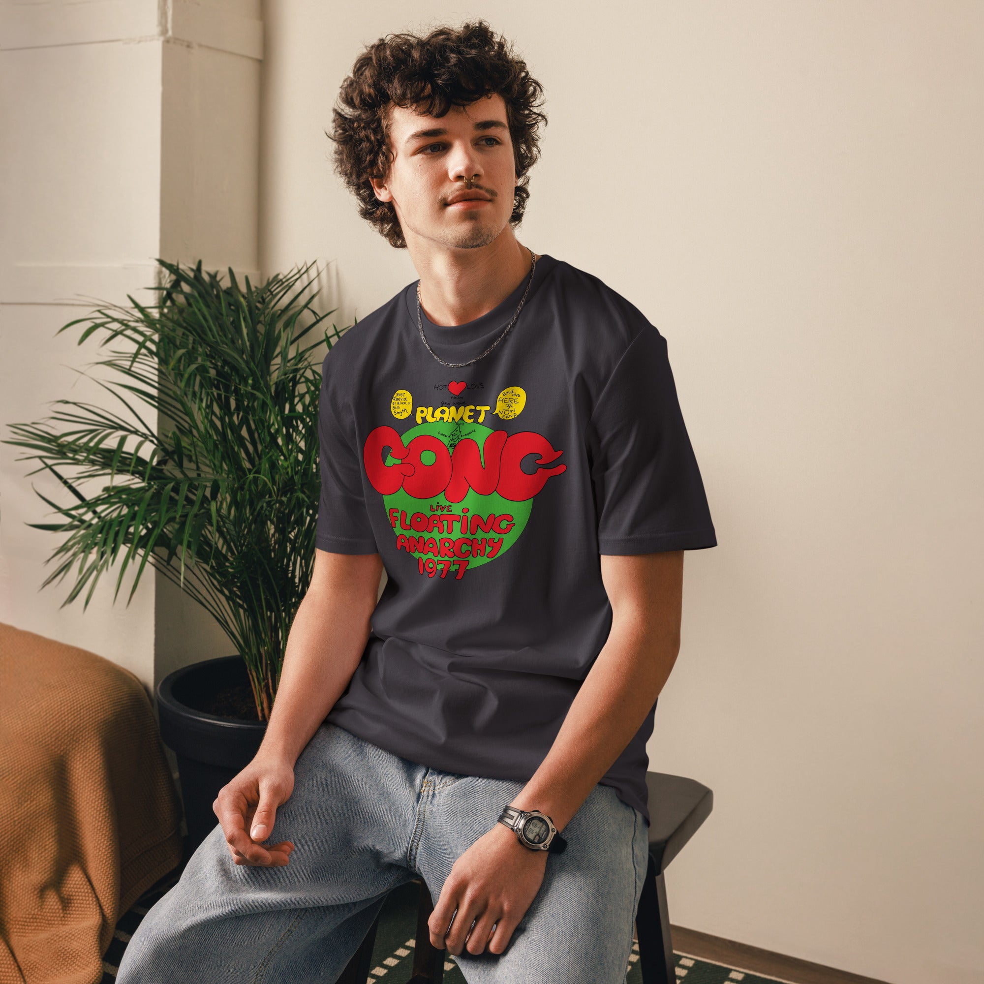 charly-records-planet-gong-t-shirt-unisexe-coton-bio-noir image 3